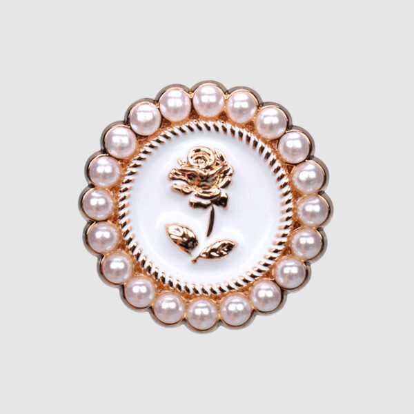 Pearl Rose Metal White Black Oiled Buttons for Women's Jackets 12 Pack