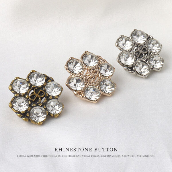 25mm Antique Bronze Golden Gunmetal Rhinestone Shank Buttons 10pcs - Image 2