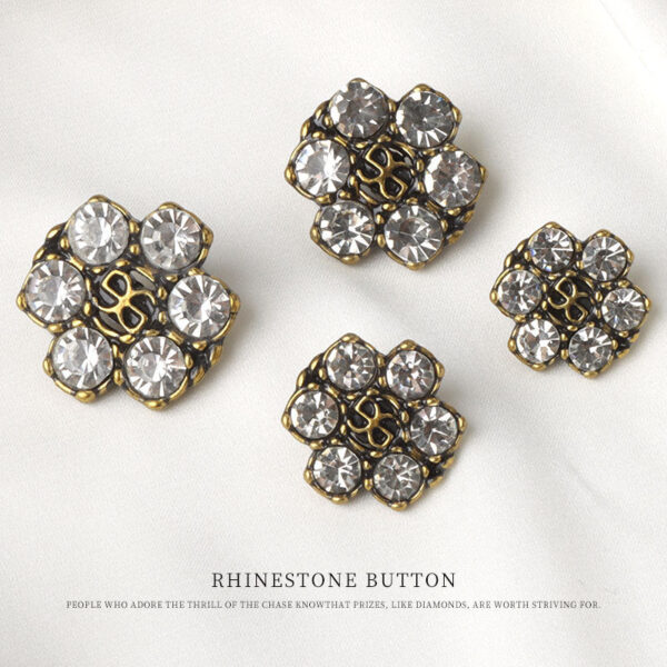 25mm Antique Bronze Golden Gunmetal Rhinestone Shank Buttons 10pcs - Image 4