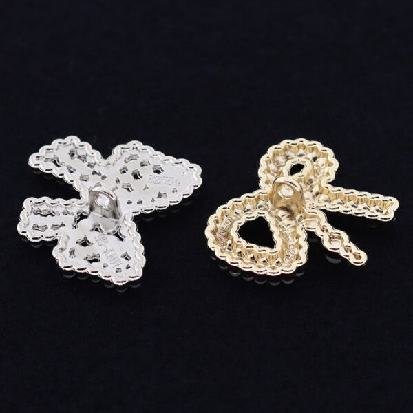 25mm Bow Shaped Metal Pearl Rhinestone Shank Buttons for Cardigan 12pcs - Image 4