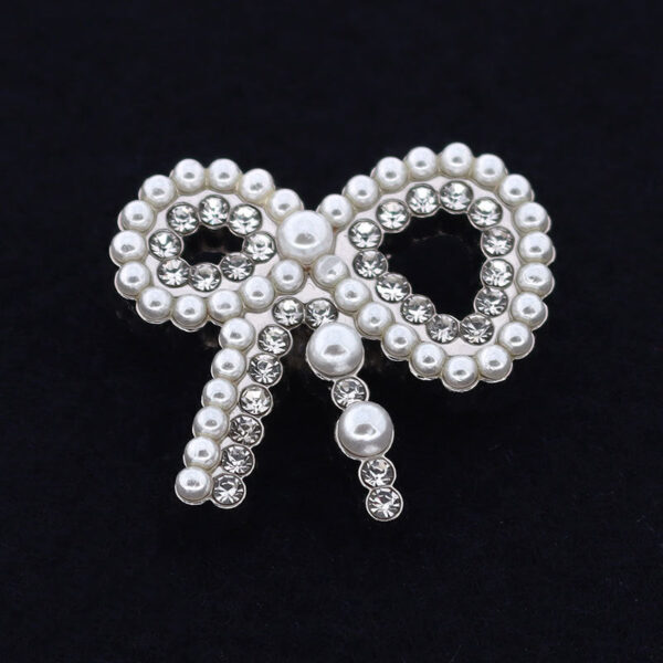 25mm Bow Shaped Metal Pearl Rhinestone Shank Buttons for Cardigan 12pcs - Image 6