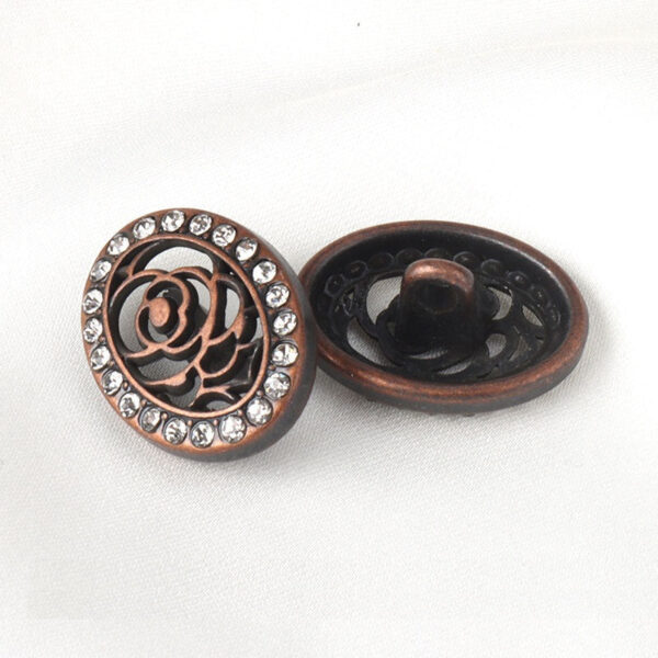 Red Bronze Oval Vintage Hollow Rhinestone Metal Buttons for Knitwear 12pcs - Image 2
