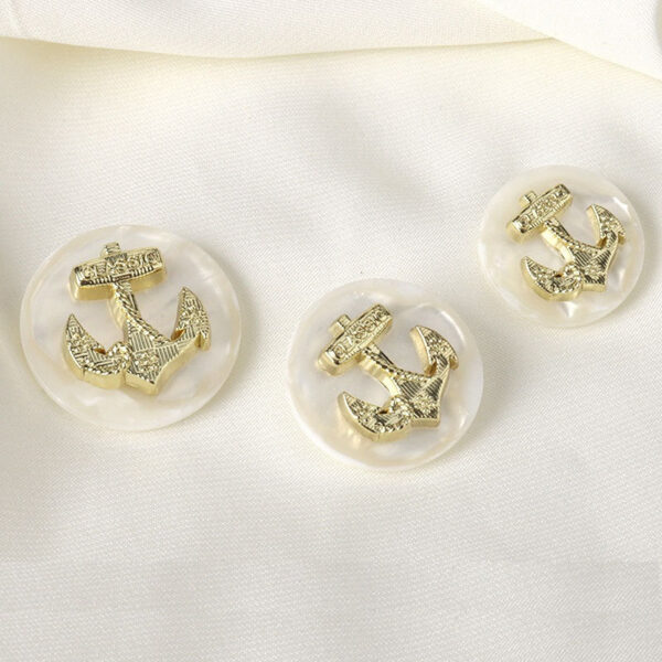 British Style Resin Alloy Anchor Shank Buttons for Fashion Outerwear 12pcs - Image 3