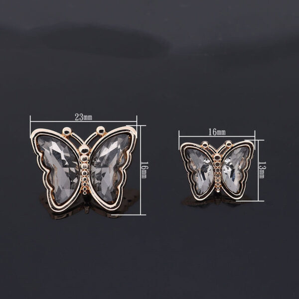 16/23mm Butterfly Shaped Colorful Metal Rhinestone Shank Buttons 10pcs - Image 3