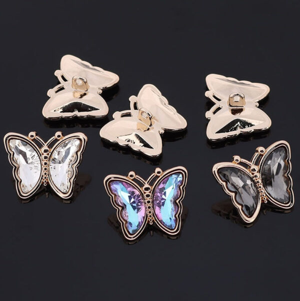 16/23mm Butterfly Shaped Colorful Metal Rhinestone Shank Buttons 10pcs - Image 4
