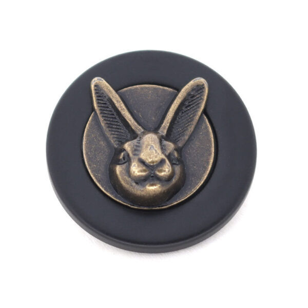 Black Beige Brown Rabbit Head Metal Resin Shank Buttons 15 Pack - Image 2