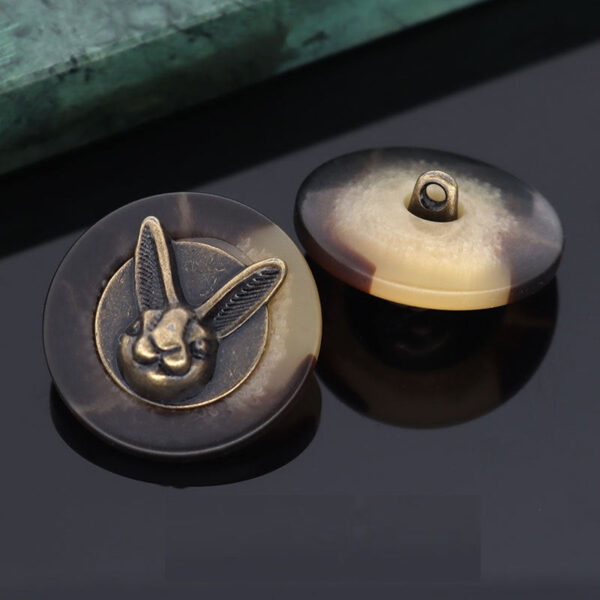 Black Beige Brown Rabbit Head Metal Resin Shank Buttons 15 Pack - Image 7