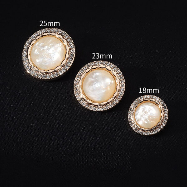 18/23/25mm Round Golden Diamond Metal Shank Buttons for Suits 10pcs - Image 2