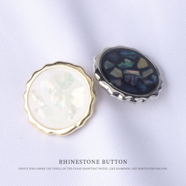 Natural Abalone Shell Metal Oiled Fashion Button for Coats 6pcs - Image 3