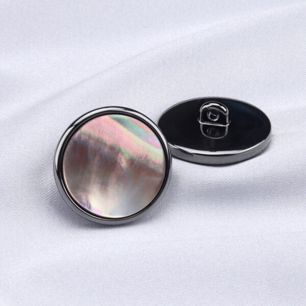Natural Black Butterfly Shell Button with Metal Base Shank for Jackets 6pcs - Image 2