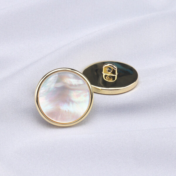 Natural Black Butterfly Shell Button with Gold Metal Base Shank 6pcs - Image 2
