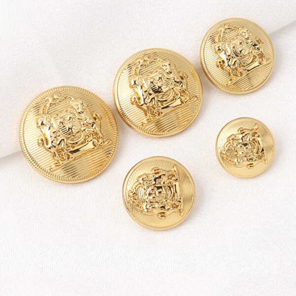 15-25mm British Style Solid Double Lion Retro Gold Thickened Metal Shank Buttons 10pcs - Image 2