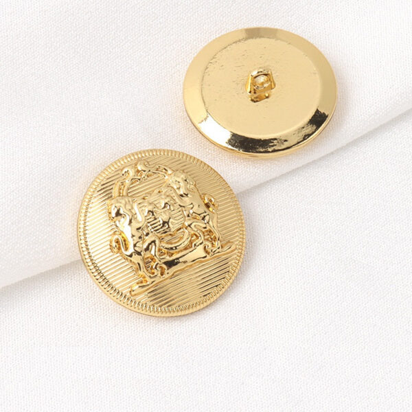 15-25mm British Style Solid Double Lion Retro Gold Thickened Metal Shank Buttons 10pcs - Image 3
