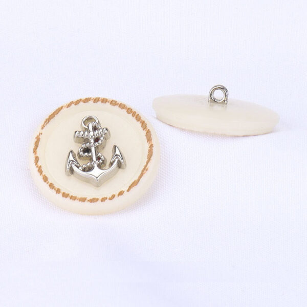 Round Beige Anchor Themed Resin Metal Hand Sewing Buttons for Coats 12PCS - Image 2