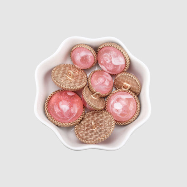 Round Pink Resin Alloy Shank Buttons for Knitted Jackets 12pcs - Image 3