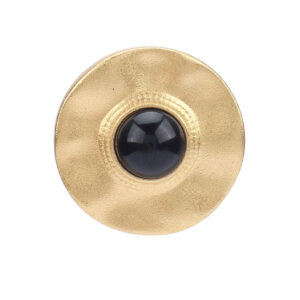 Round Golden Alloy Buttons with Black Bead Ruffled Edge 12pcs