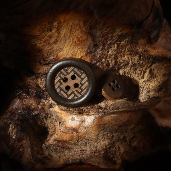 Round 4-Hole Wood Buttons with Dark Brown Paint and Laser Engraving 30pcs - Image 3