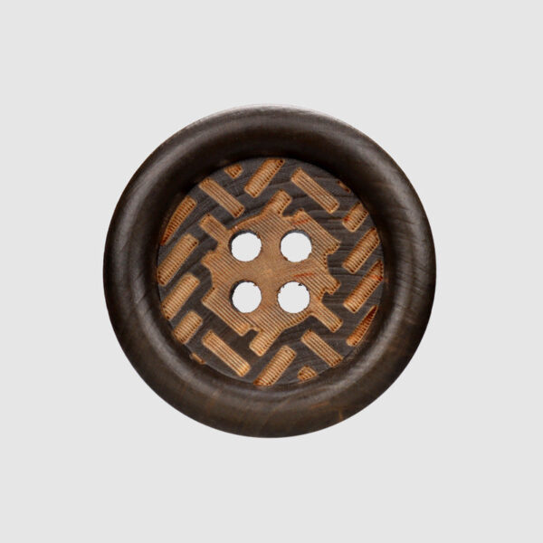 Round 4-Hole Wood Buttons with Dark Brown Paint and Laser Engraving 30pcs - Image 4