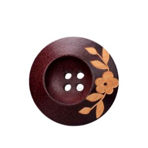25mm Red Brown Painted Laser Treated Poplar Wood Buttons for Women's Clothing 20pcs