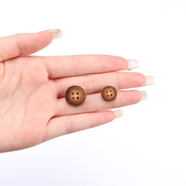 10/11.5/15mm Distressed Round Poplar Wood Buttons for Vintage Shirts Sweaters 40pcs - Image 3