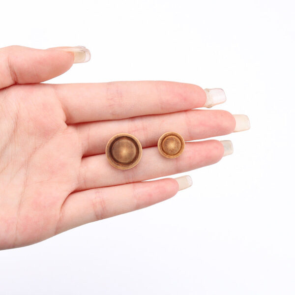 10/15mm Round Deep Brown Vintage Poplar Wood Buttons with Shanks for Cardigans 30pcs - Image 2