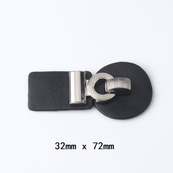 72mm Black Leather Metal Buckles for Coats Fastener 6pcs