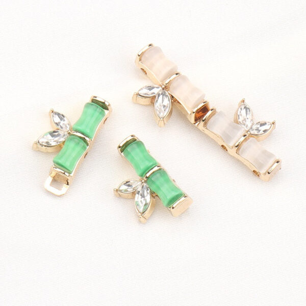 31mm Chinese Style Bamboo Joint Resin Metal Diamond Buttons 4pcs - Image 4