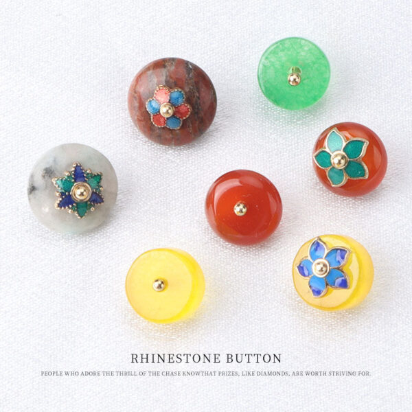 10mm Colorful Natural Jade Buttons with Flower Mounts for Chinese Hanfu 10pcs - Image 4