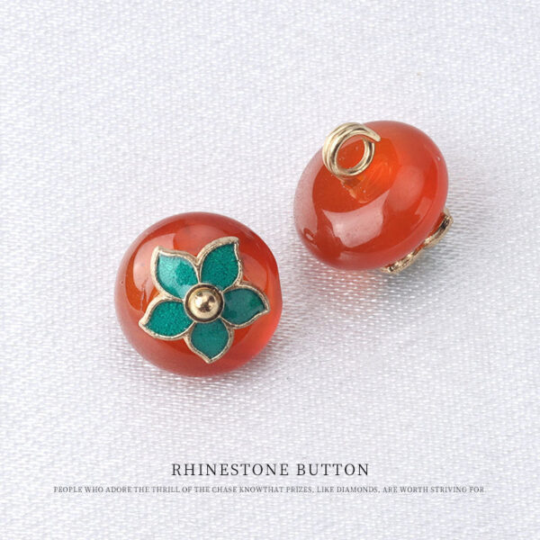 10mm Colorful Natural Jade Buttons with Flower Mounts for Chinese Hanfu 10pcs - Image 10