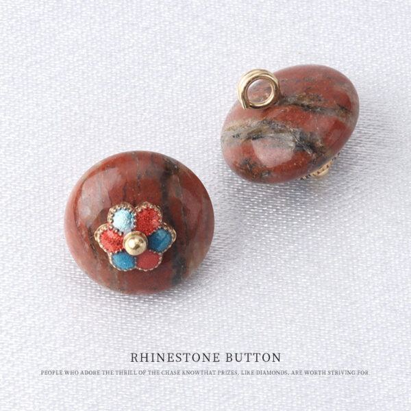 10mm Colorful Natural Jade Buttons with Flower Mounts for Chinese Hanfu 10pcs - Image 12