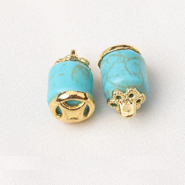 White & Blue Resin Flower Mount Buttons Square Round Cylindrical Hexahedral 20pcs - Image 9