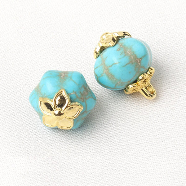 White & Blue Resin Flower Mount Buttons Square Round Cylindrical Hexahedral 20pcs - Image 10