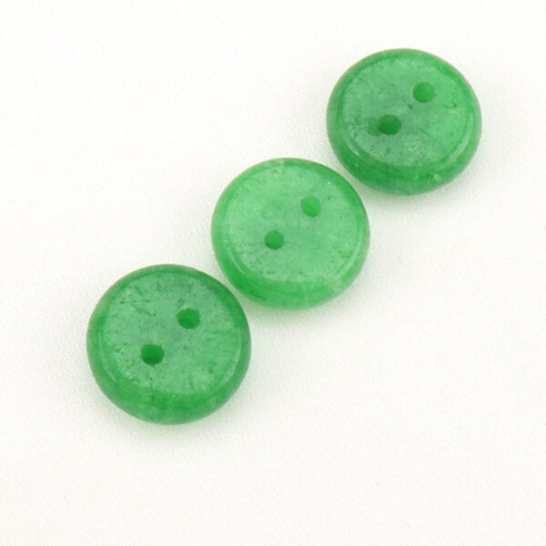 12mm Round Two Hole Emerald Green Natural Jade Buttons for Hanfu Cheongsam 8pcs - Image 3