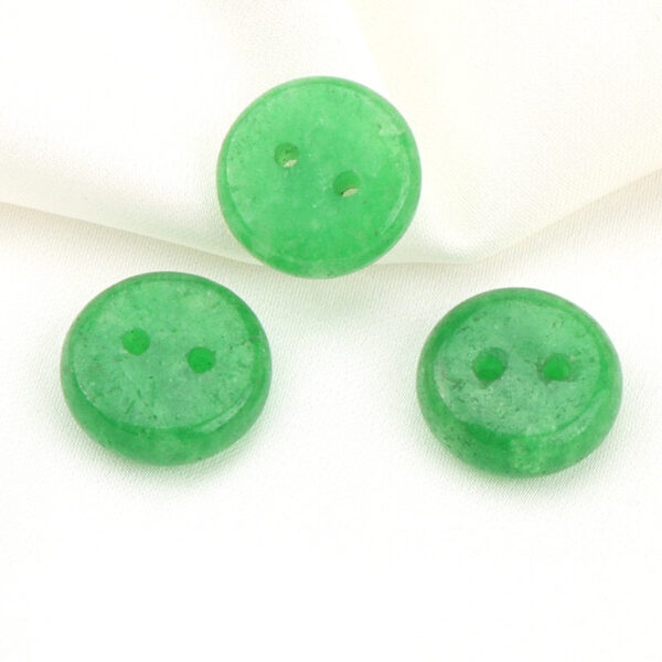 12mm Round Two Hole Emerald Green Natural Jade Buttons for Hanfu Cheongsam 8pcs - Image 2