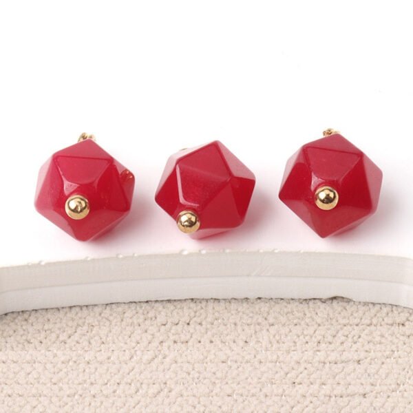 10mm Colorful Natural Multi-Faceted Jade Buttons with Gold Studs 20pcs - Image 4