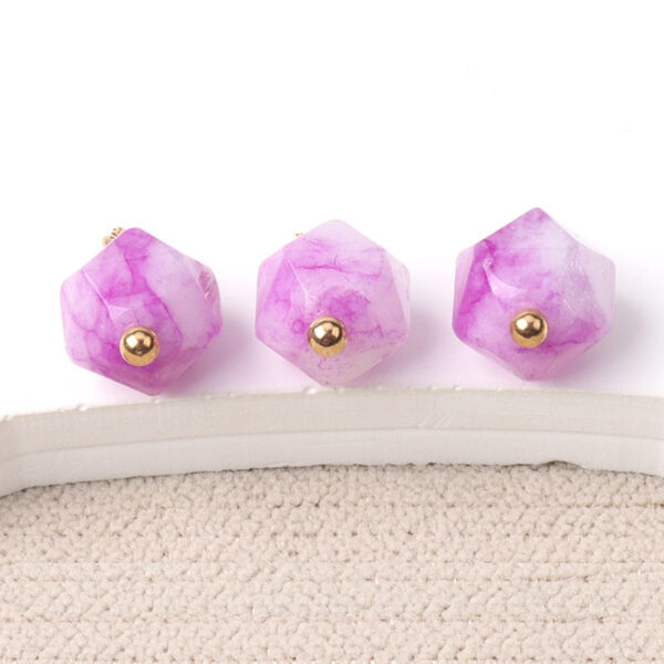 10mm Colorful Natural Multi-Faceted Jade Buttons with Gold Studs 20pcs - Image 6