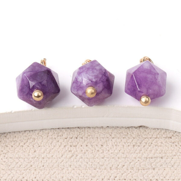 10mm Colorful Natural Multi-Faceted Jade Buttons with Gold Studs 20pcs - Image 7