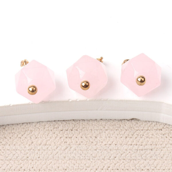 10mm Colorful Natural Multi-Faceted Jade Buttons with Gold Studs 20pcs - Image 8