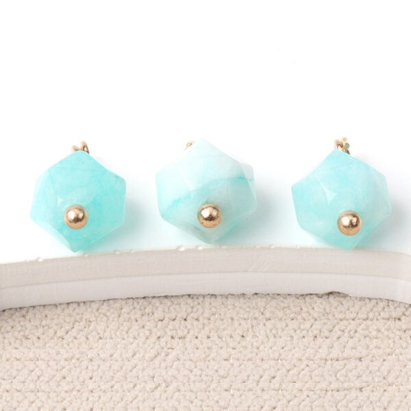 10mm Colorful Natural Multi-Faceted Jade Buttons with Gold Studs 20pcs - Image 9