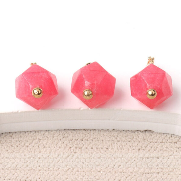 10mm Colorful Natural Multi-Faceted Jade Buttons with Gold Studs 20pcs - Image 10