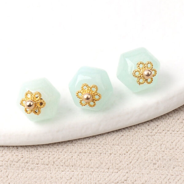 11mm Geometric Polyhedron Shaped Colorful Natural Jade Buttons 10pcs - Image 5