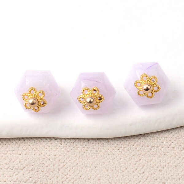 11mm Geometric Polyhedron Shaped Colorful Natural Jade Buttons 10pcs - Image 6
