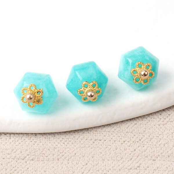 11mm Geometric Polyhedron Shaped Colorful Natural Jade Buttons 10pcs - Image 7