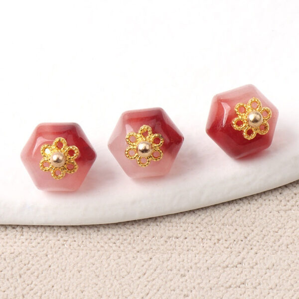 11mm Geometric Polyhedron Shaped Colorful Natural Jade Buttons 10pcs - Image 8