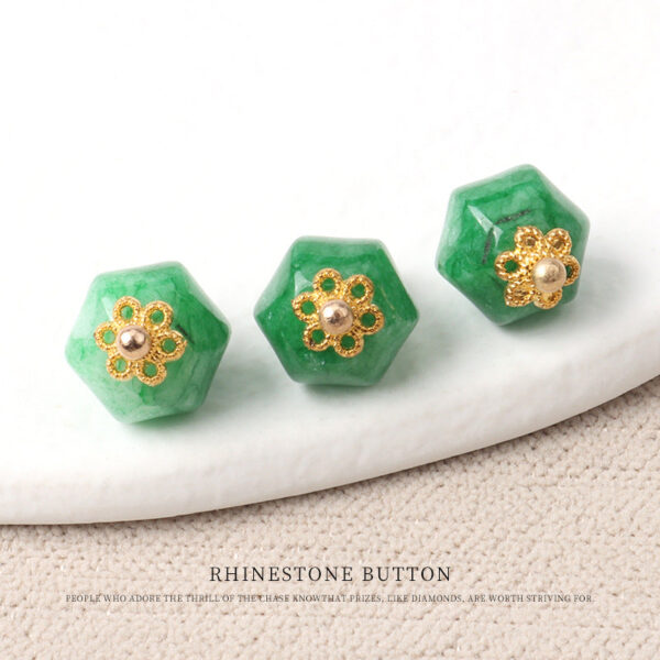 11mm Geometric Polyhedron Shaped Colorful Natural Jade Buttons 10pcs - Image 9