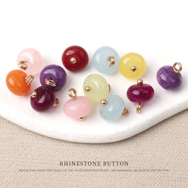 10mm Colorful Natural Jade Bead Buttons with Gold Studs for Cheongsam 20pcs - Image 2