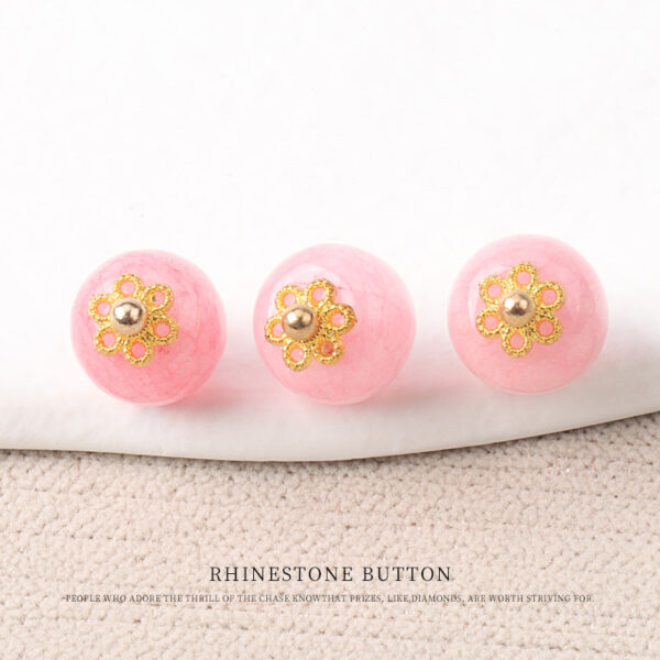 10mm Colorful Natural Chinese Jade Bead Buttons with Flower Mounts 20pcs - Image 5