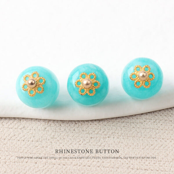 10mm Colorful Natural Chinese Jade Bead Buttons with Flower Mounts 20pcs - Image 6