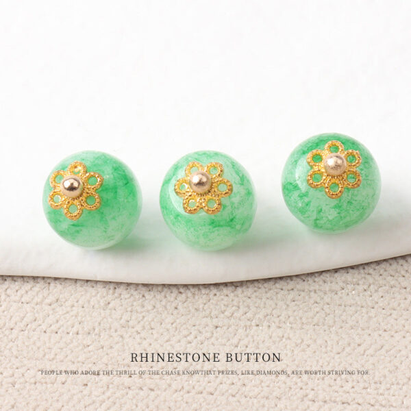 10mm Colorful Natural Chinese Jade Bead Buttons with Flower Mounts 20pcs - Image 7