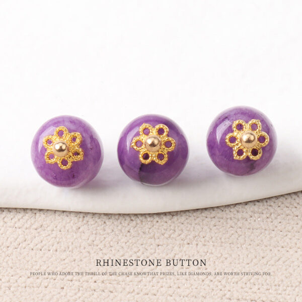10mm Colorful Natural Chinese Jade Bead Buttons with Flower Mounts 20pcs - Image 8